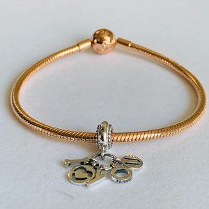 Pandora Rose Gold Bracelet & Silver I Love You